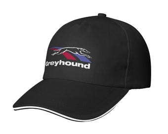Gorra de béisbol negra con el logo de Greyhound Bus estampado - Fabricada y enviada desde EE. UU.