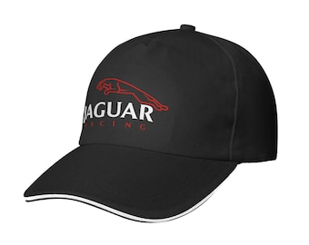 Gorra de béisbol negra con el logo de Jaguar Motor Car Racing estampado - Fabricada y enviada desde EE. UU.