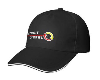 Gorra de béisbol con visera tipo sándwich y logotipo de Detroit Diesel Car Machine - Fabricada y enviada desde EE. UU.