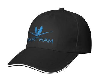 Gorra de béisbol Bertram Boat Logo – Ala sándwich negra (fabricada en EE. UU.)