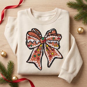 Gingerbread Bow Embroidery Design Christmas Cookie Machine Embroidery File PES DST JEF VP3