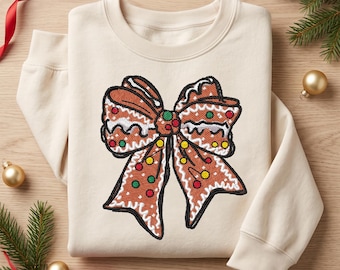 Gingerbread Bow Embroidery Design Christmas Cookie Machine Embroidery File PES DST JEF VP3