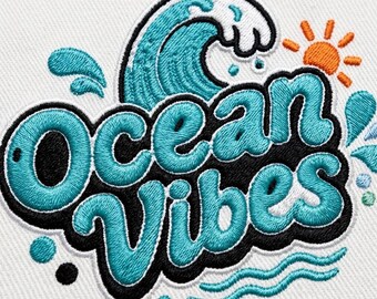 Ocean Vibes Stickdatei Sommer Strand Welle Maschinendatei.