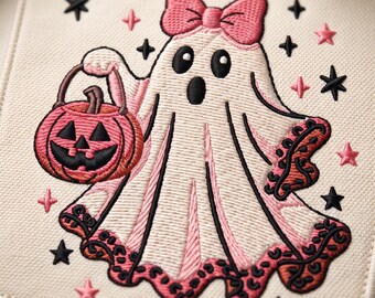 Ghost Pumpkin Embroidery Design: Halloween Machine File (Digital Download)