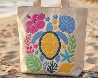 Tropische Meeresschildkröte Stickdatei Ocean Beach Sommer Stickdatei