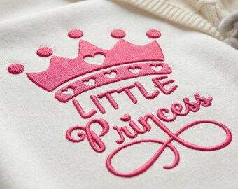 Little Princess Crown Embroidery Design - 4, 5, 6, & 7 Inch Sizes, Girl's Birthday Shirt Digital Pattern, Royal Tiara Machine Embroidery