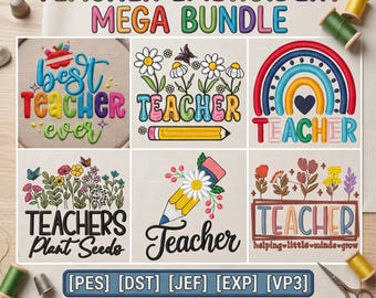 Bester Lehrer aller Zeiten, Stickdatei, Maschinenstickerei, Geschenk für Lehrerin, Lehrerin PES DST JEF, Sofort