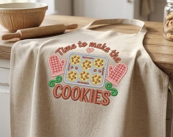 Time to Make the Cookies Maschinenstickerei | Backen & Küche Dekor Digitales Muster | 7 Größen für kleine bis große Creolen | Bäcker Geschenk