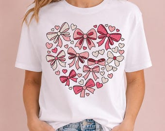 Pink Bow Heart Embroidery Design, Coquette Ribbon Machine File in 5 Sizes
