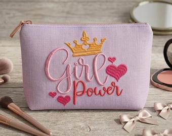 Girl Power Embroidery Design - Feminist Machine Embroidery Pattern, Empowerment Quote Digital Download, Multiple Sizes (3.5" to 7.2")