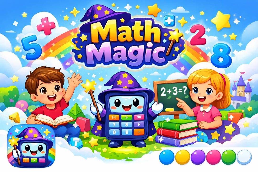 Math Magic Kids App UI Kit | Educational Branding Pack (digital ...
