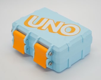 3D Printed UNO Card Case | Hard Shell Travel Game Holder with Dual Lock