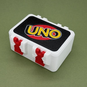 3D Printed UNO Card Case | Hard Shell Travel Game Holder with Dual Lock image 1