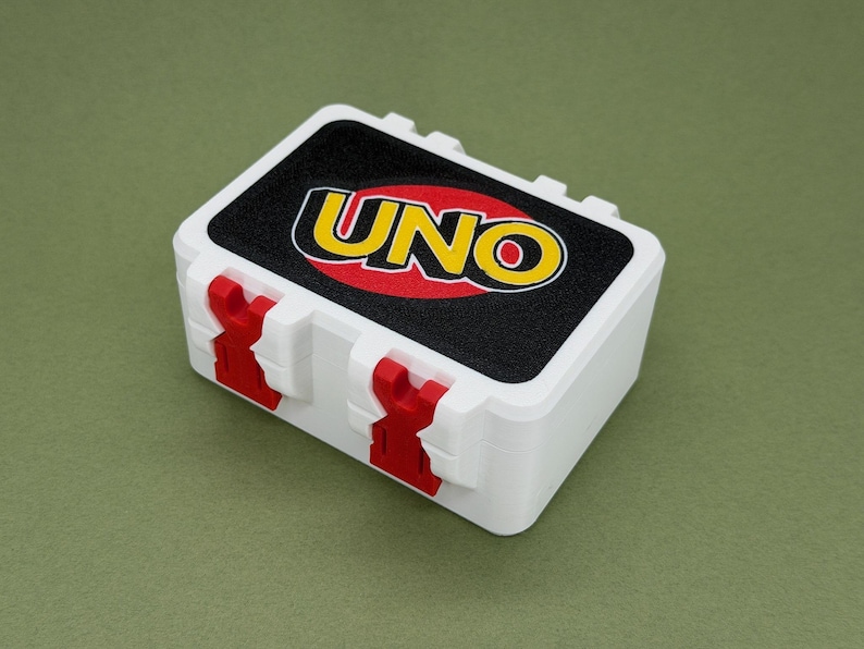 3D Printed UNO Card Case | Hard Shell Travel Game Holder with Dual Lock image 1