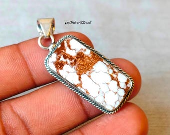 Natural Wild Horse Jasper Sterling Silver Oval Pendant, Boho Statement Necklace