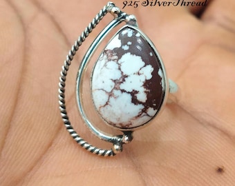 Handmade Wild Horse Jasper Ring: Sterling Silver Boho Jewelry for Women