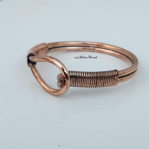Pulsera Kada con gancho envuelto en alambre de cobre hecho a mano, pulsera astrológica curativa