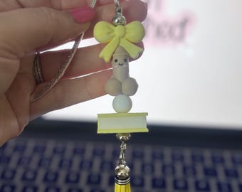 Cute Peen Willy Bookmark | Adult Novelty Bookmark | Cute Kawaii Peen Charm | Hen Party Gift | Naughty Bag Charm | Yellow