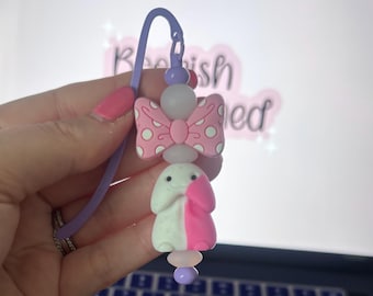 Cute Peen Willy Bookmark | Adult Novelty Bookmark | Cute Kawaii Peen Charm | Hen Party Gift | Naughty Bag Charm | Pink & Purple Hardware