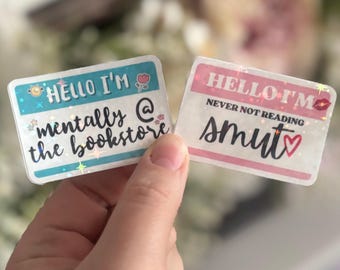 Name Tag Stickers: Mentally at Bookstore, Never Not Reading Smut