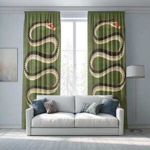 Snake Pattern Curtains, Imperial Python Window Drapes, Exotic Home Decor, Living Room Drapes image 4