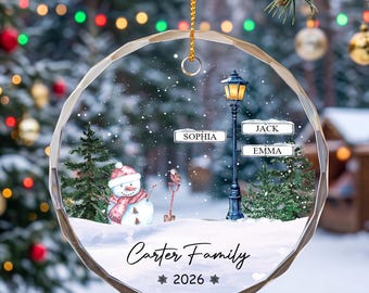 Personalized Snowman Family Ornament 2026, Custom Names Christmas Tree Decor, Family Keepsake Gift for Parents Grandparents Couples