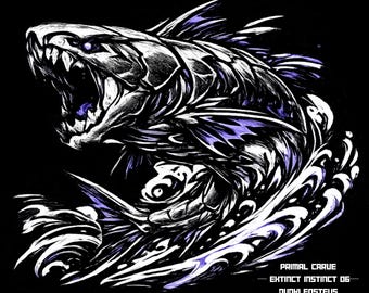 Dunkleosteus Hoodie | EXTINCT INSTINCT 06 | PRIMALCARVE | Prehistoric Armored Fish Graphic | Black Back Print