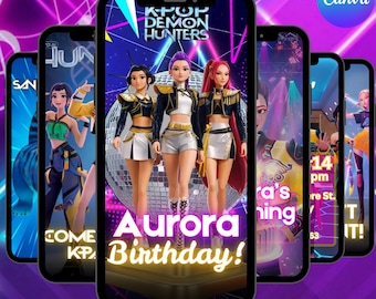 Kpop Demon Hunters Birthday Invitation Video, Huntrix Personalized Digital Mobile Invite, Edited For You