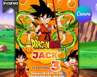 Dragon Ball Z Birthday Party Invitation | Editable Anime Theme Template | Digital Invite Printable Dragon Ball Birthday | Instant Download