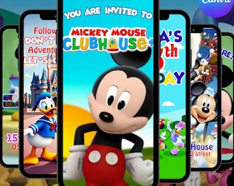 Mickey Clubhouse Birthday Video Invitation, Animated Kids Birthday Invite, Editable Canva Video Template, Digital Download