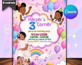 Editable Gracie's Corner Birthday Invitation | Gracie's Template Printable Editable Canva | Gracies Corner invite | Invite Instant Download