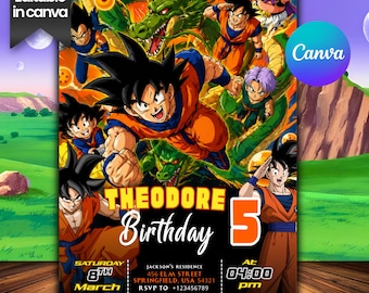 Dragon Ball Z Birthday Party Invitation | Editable Anime Theme Template | Digital Invite Printable Dragon Ball Birthday | Instant Download
