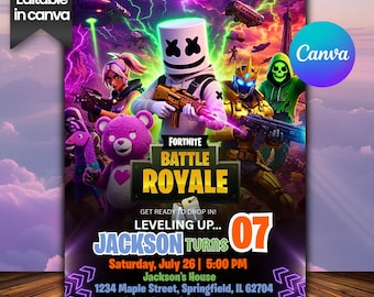Fort Game Birthday Invitation, Gamer Party Invite, Fort Night Invitation, Editable Gamer Invite, Gamer Digital, Gamer Template, Gamer Canva