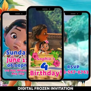 Moana Video Invitation – Editable Canva Template
