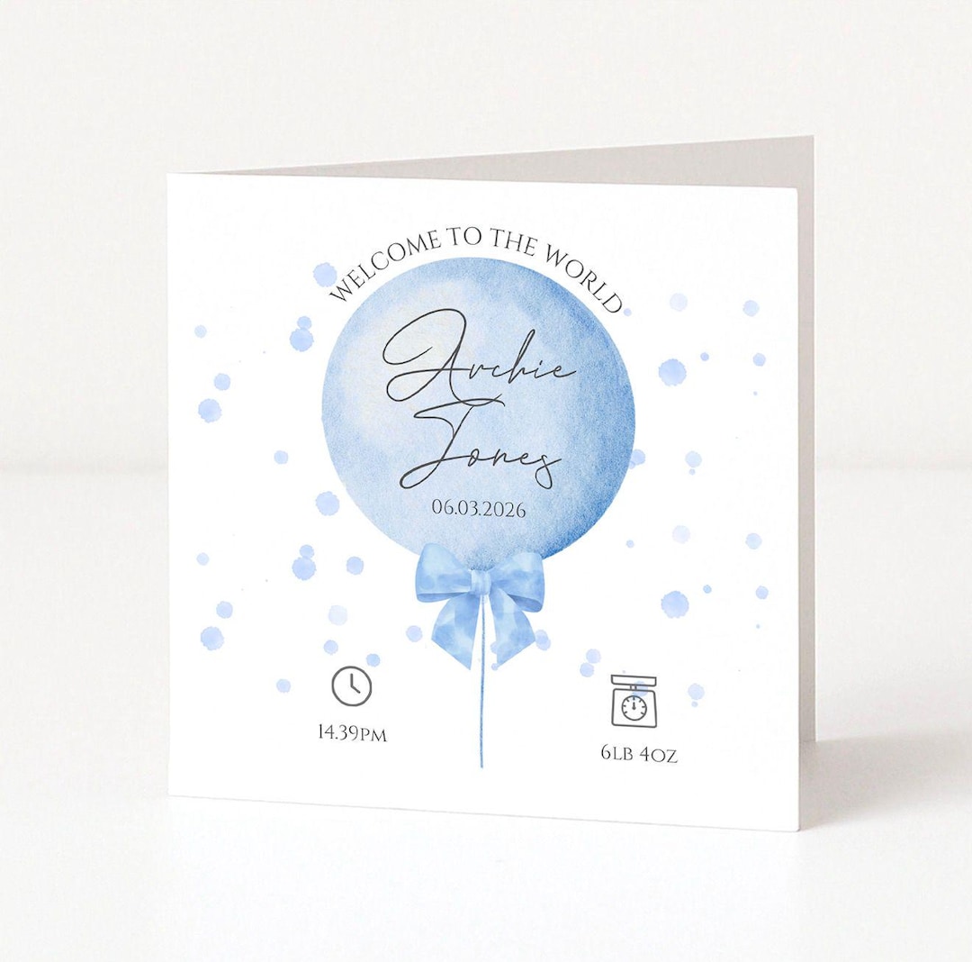 Personalised New Baby Card Congratulations Baby Boy Birth Card New personalised-new-baby-card-congratulations-baby-boy-birth-card-new