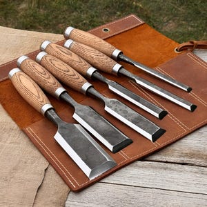 6 Piece Timber Framing Chisel Set 5160 Steel Woodworking Tools Kit