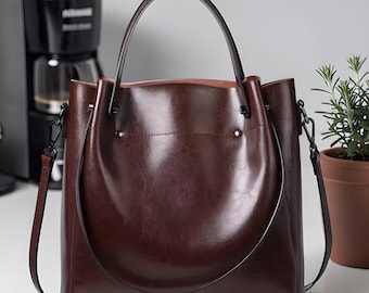 Genuine Leather Tote, Shoulder Purse, Crossbody Bag, Full Grain Top Handle, Multi Color