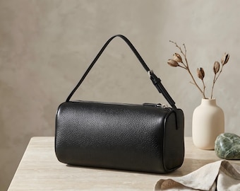 Kalbsleder 90er Jahre Beutel - Minimalistische Henkeltasche - Schicke Mini-Einkaufstasche