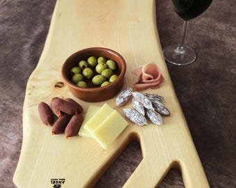 Large Handmade Ash Wood Charcuterie Board – Rustic Live Edge Serving Platter