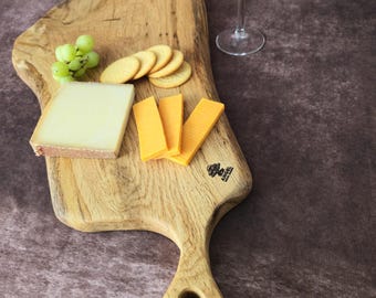 Handcrafted Oak Charcuterie Board – Large Rustic Serving Platter, UK Made Artisan Cheese Board