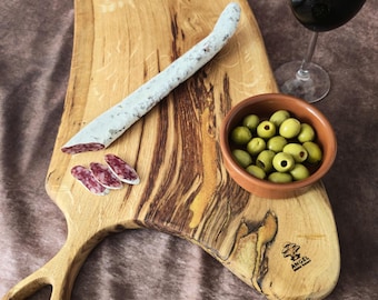Handcrafted Oak Charcuterie Board – 58cm Rustic Wooden Serving Platter