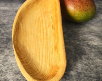 Hand Carved Ash Wood Bowl, Rustic Snack Dish, Food Safe Natural Finish