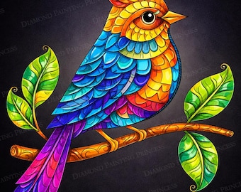 Kit de pintura de diamantes con mandala de pájaro - Lienzo premium 5D con perforación completa - Arte de diamante con pájaro - Arte de diamante con mandala - Regalo artesanal