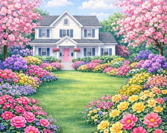 Kit de pintura de diamantes para jardín – Lienzo premium 5D con perforación completa – Arte de diamantes para casa – Arte de diamantes con flores – Manualidades DIY