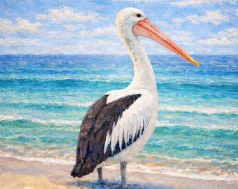 Diamond Art Kit Beach Pelican - Premium Diamond Painting Kit - Op maat gemaakte knutselset