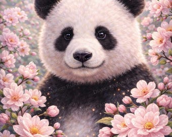 Diamant schilderij kit panda – Premium 5D volledig canvas – diamantkunst dieren – diamantkunst bloem – DHZ-cadeau