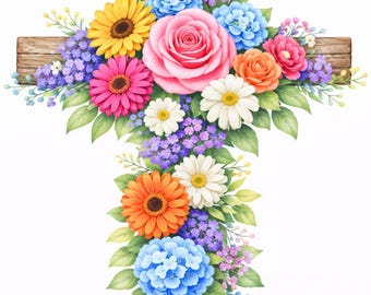 Diamant schilderij bloemen kruis - Christian Flower Cross Craft - Faith Wall Decor Diamond Art