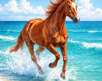 Kit de pintura de diamantes de caballo – Lienzo premium 5D con perforación completa – Arte de diamantes de animales – Manualidades DIY