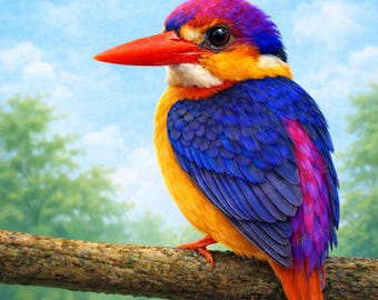 Diamond Art Kit - Pink Kingfisher Diamond Painting Kit - DIY Craft Kit:
