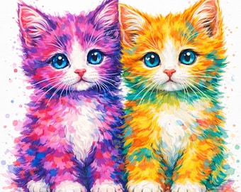 Diamond Painting Kittens Rainbow Kittens - Kleurrijke katten knutselen - Cute Cat Diamond Art